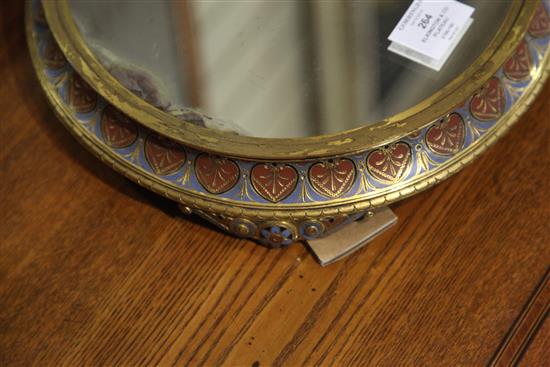 An Elkington & Co champleve enamel and gilt metal mirrored plateau, late 19th century Diam 12in.